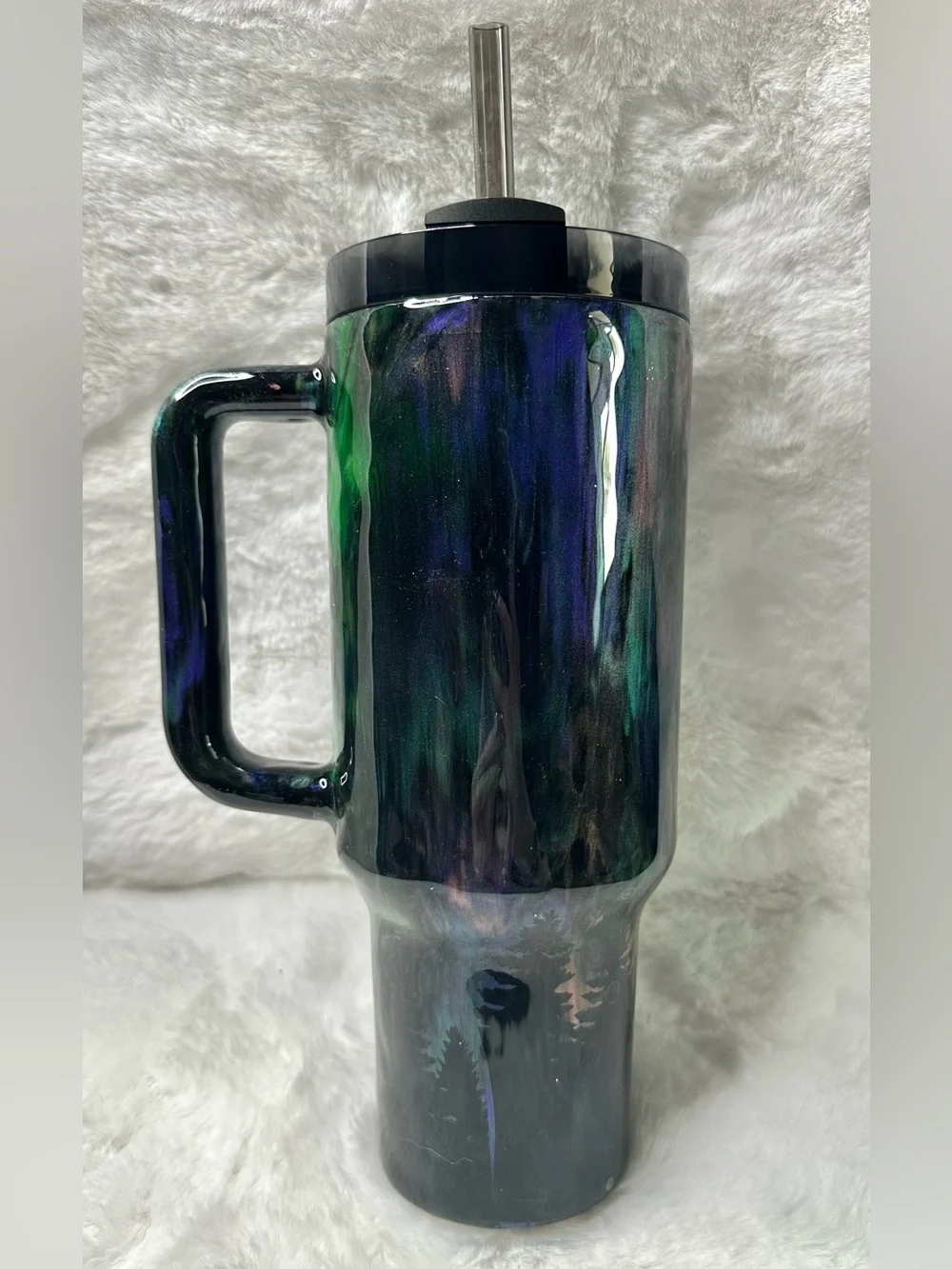 Northern Lights Custom Painted Stanley Tumbler 40 oz